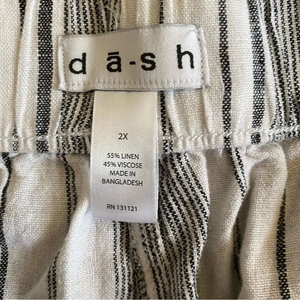Dash Washable Linen Black & White Stripped Cropped Pant Size 2X NWT - Picture 7 of 9